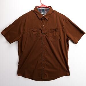 KUHL Quick Dry Hiking Travel Shirt Mens Large Rust Brown Short Sleeve Outdoor